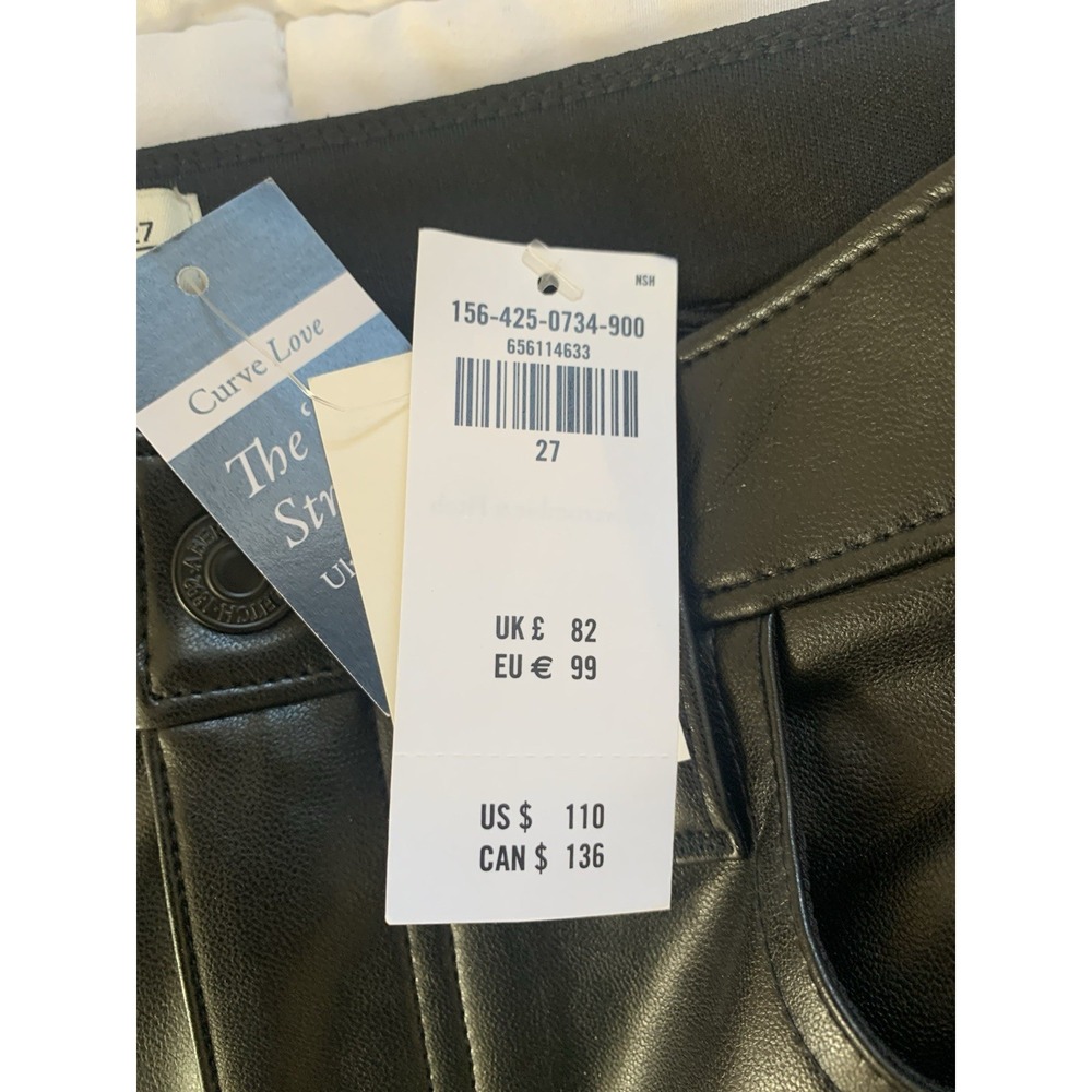 Abercrombie Fitch  Straight Ultra High Rise Curve Love 27 /4 Vegan Leather New - Picture 4 of 8